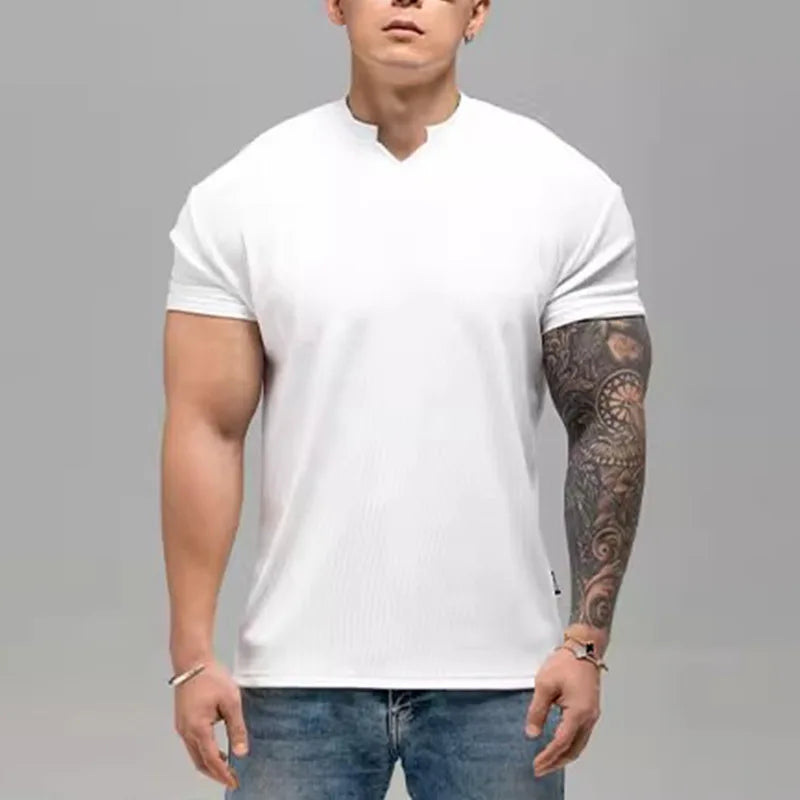 280g Heavy T-shirt Fabric Shoulder Pads With Large Anti-wrinkle Quick Drying Fitness Wear Sports Short Sleeve T-shirt For Men